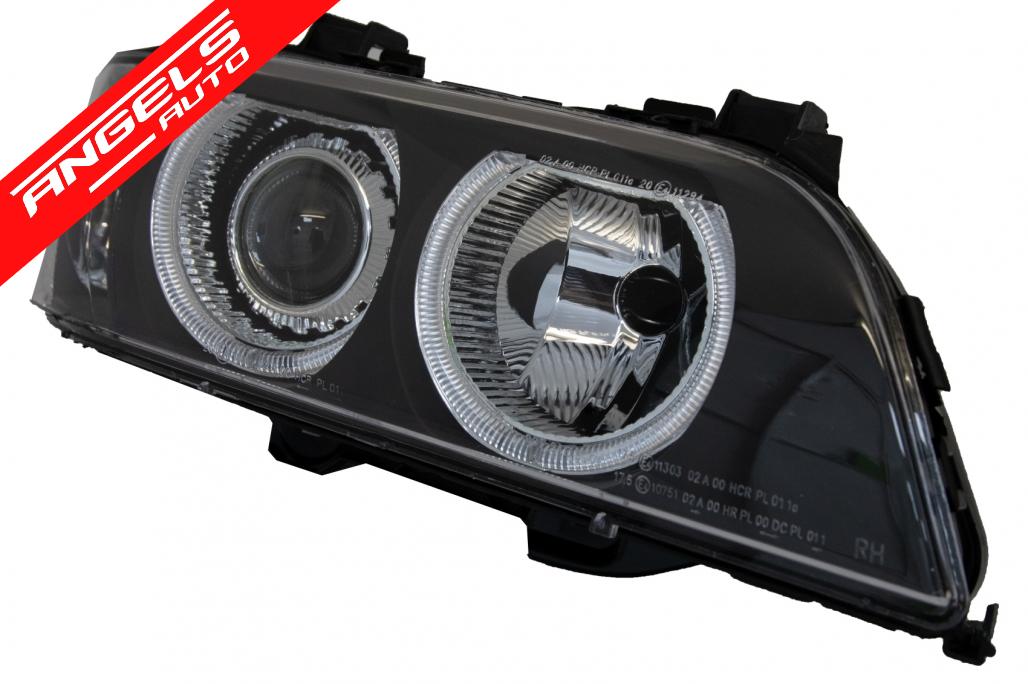 Faruri compatibile cu BMW Seria 5 E39 cu Lupe Angel Eyes 96-03 Facelift LCI Black - imagine 4