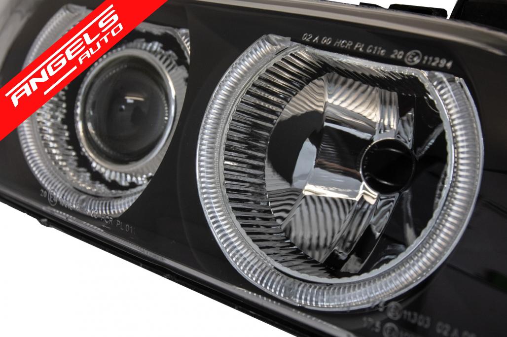 Faruri compatibile cu BMW Seria 5 E39 cu Lupe Angel Eyes 96-03 Facelift LCI Black - imagine 5