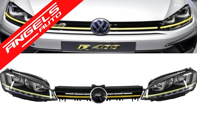 Faruri compatibile cu Golf 7 3D Semnal LED + Grila 2012-2017 R400 Design Galben - imagine 8