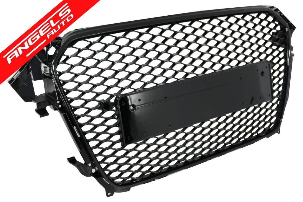Grila compatibila cu Audi A4 B8 Facelift (2012-2015) RS Look Negru Lucios - imagine 3