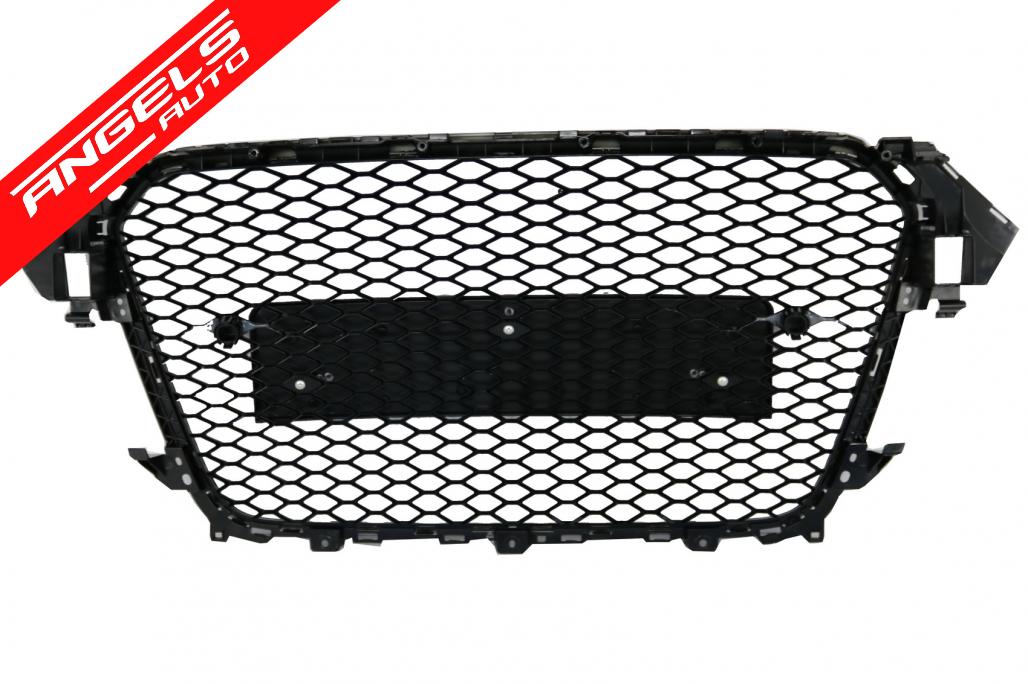 Grila compatibila cu Audi A4 B8 Facelift (2012-2015) RS Look Negru Lucios - imagine 2