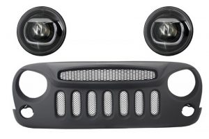 Grila Centrala si Faruri Bi-Xenon compatibila cu Jeep Wrangler / Rubicon JK (2007-2017)