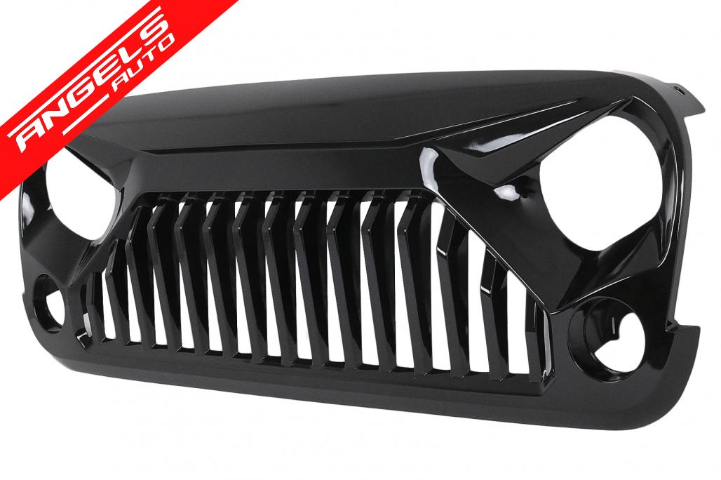 Grila compatibila cu Jeep Wrangler Rubicon JK 07-17 Angry Bird Look Negru Lucios - imagine 2