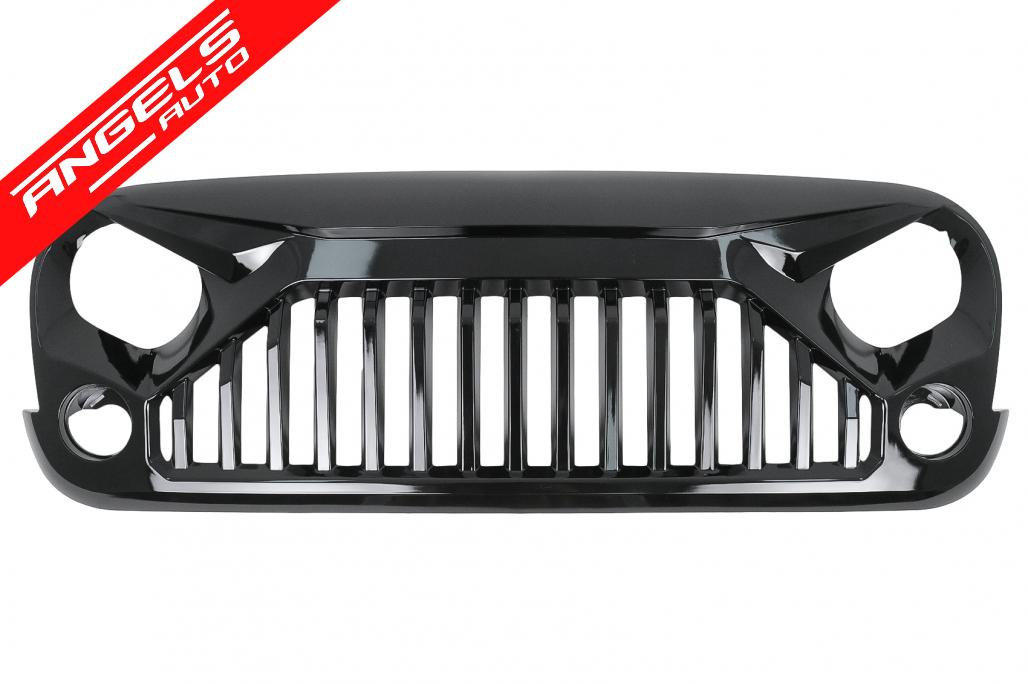 Grila compatibila cu Jeep Wrangler Rubicon JK 07-17 Angry Bird Look Negru Lucios