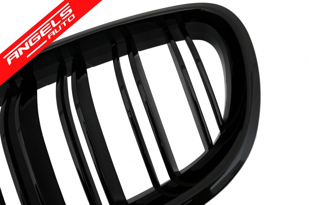Grile Duble compatibile cu BMW Seria 5 F10 F11 (2010-up) Negru Lucios M Sport - imagine 4