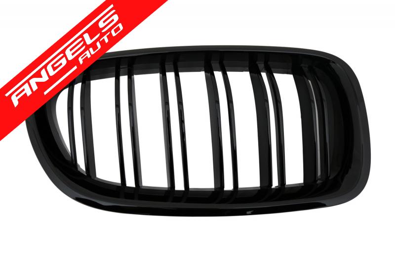 Grile Duble compatibile cu BMW Seria 5 F10 F11 (2010-up) Negru Lucios M Sport - imagine 2