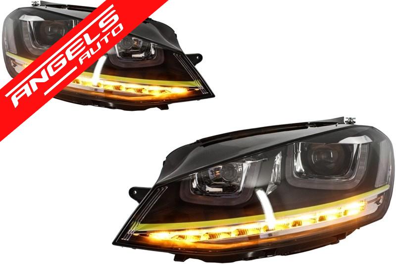 Faruri compatibile cu Golf 7 3D LED 2012-2017 R400 Design Semnal LED - imagine 3
