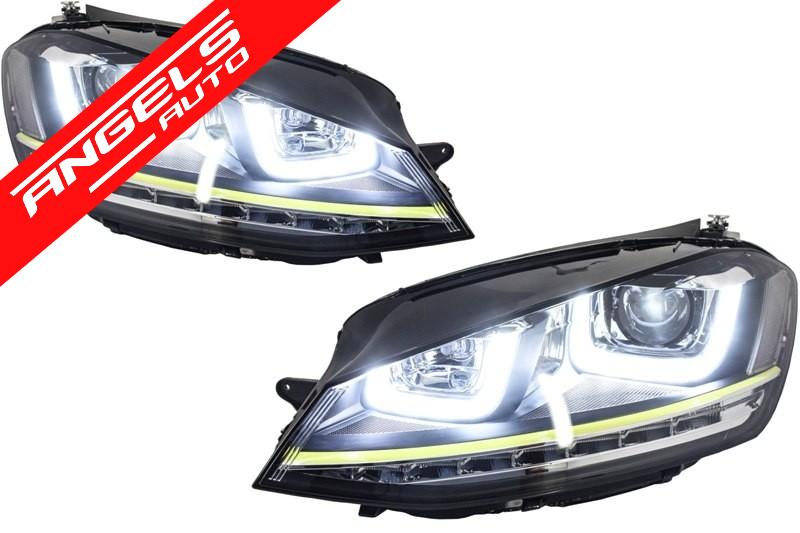 Faruri compatibile cu Golf 7 3D LED 2012-2017 R400 Design Semnal LED