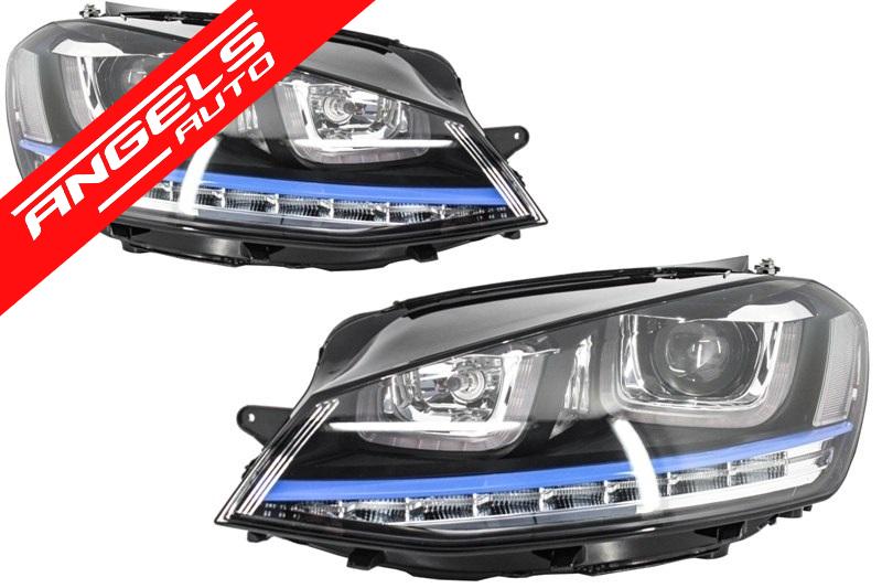 Faruri compatibile cu Golf 7 3D Semnal LED + Grila 2012-2017 GTE Albastru