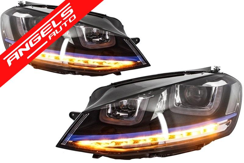 Faruri compatibile cu Golf 7 3D Semnal LED + Grila 2012-2017 GTE Albastru - imagine 5