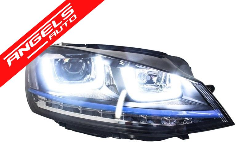Faruri compatibile cu Golf 7 3D Semnal LED + Grila 2012-2017 GTE Albastru - imagine 6