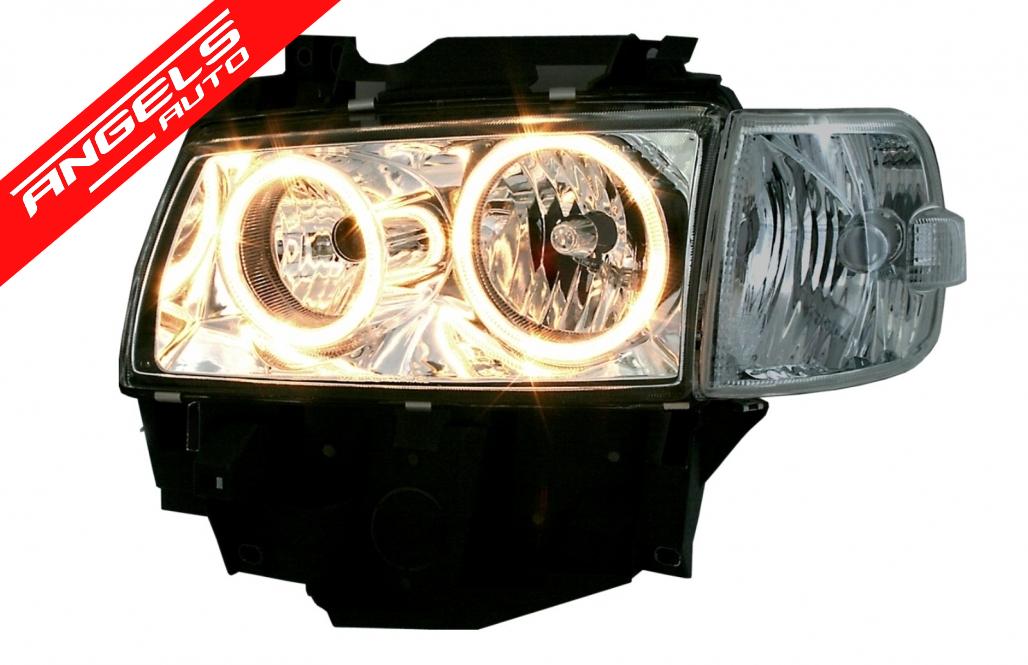 Faruri compatibile cu VW Transporter T4 Multivan 2097-2003 Pozitie angeleyes negru - imagine 3
