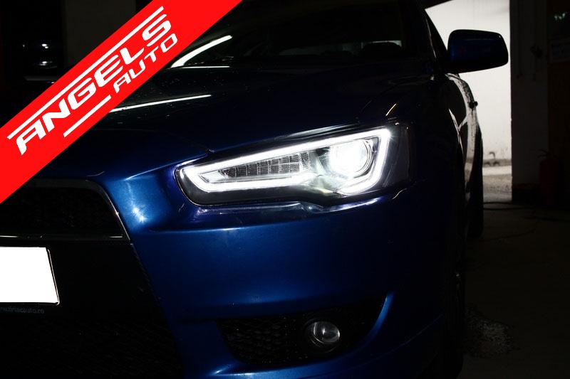 Faruri LED compatibile cu Mitsubishi Lancer 07-17 Dual Projector Semnal Secvential - imagine 8