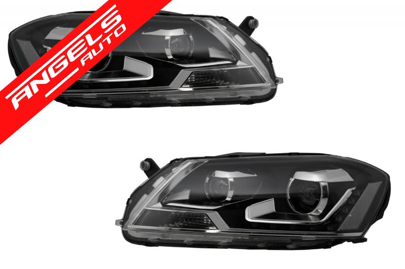 Faruri compatibile cu Passat 3C B7 LED DRL (2010-2014) Negre Xenon Design - imagine 3