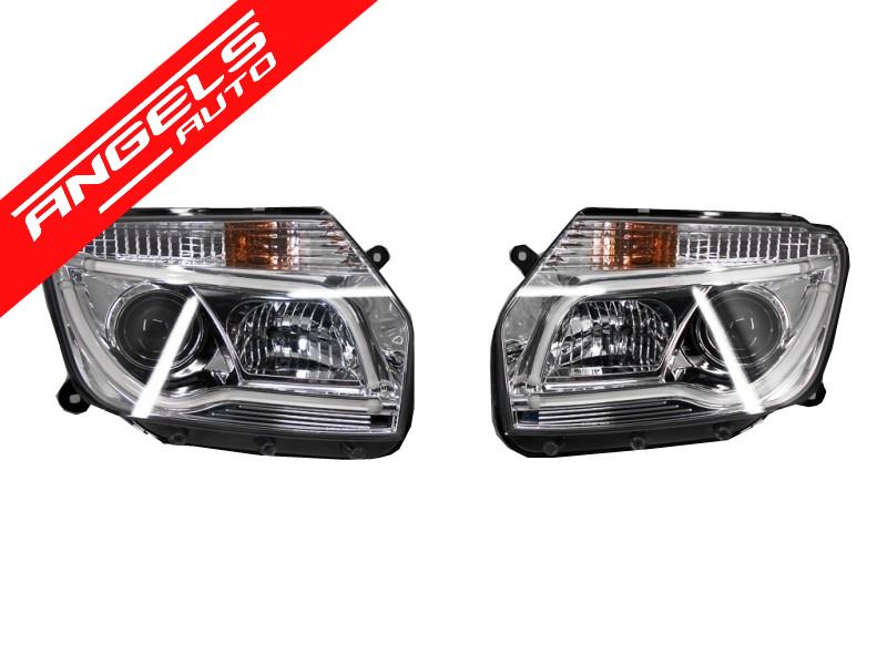 Faruri compatibile cu Dacia Duster cu Lupa si Pozitie LED (2010-2013)