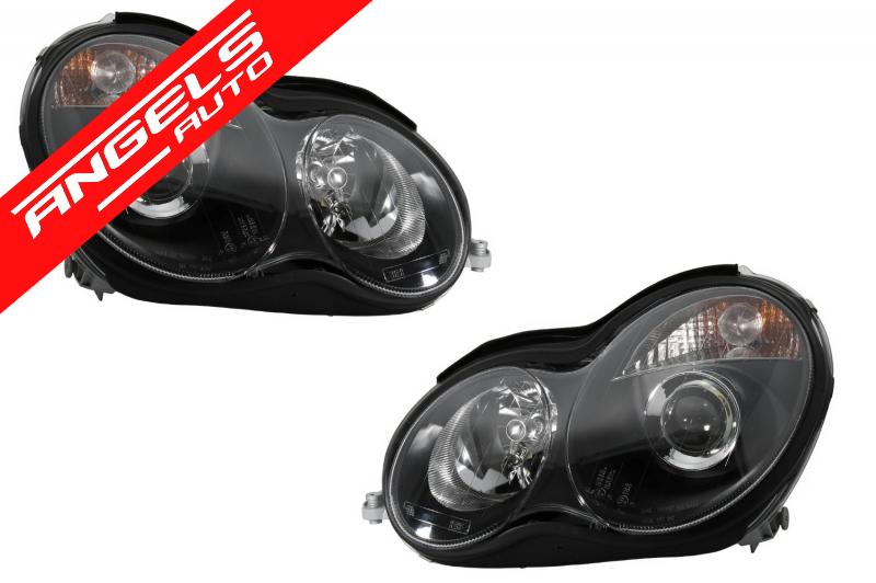 Faruri compatibile cu Mercedes C-Class W203 98 - 07 Lupe Xenon Look - imagine 2