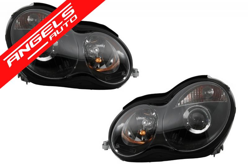 Faruri compatibile cu Mercedes C-Class W203 98 - 07 Lupe Xenon Look - imagine 3