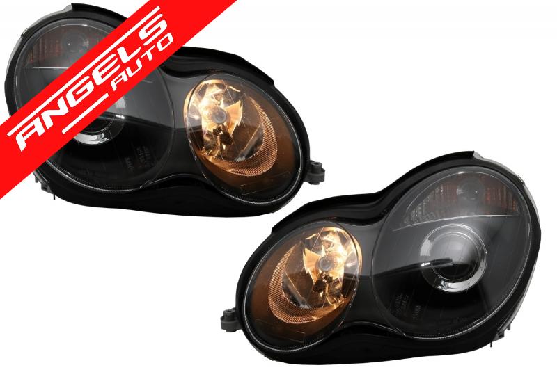 Faruri compatibile cu Mercedes C-Class W203 98 - 07 Lupe Xenon Look - imagine 5