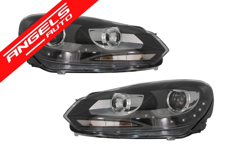 Faruri compatibile cu Golf 6 GTI (2008-2013) cu Lupa Bifazica DEPO