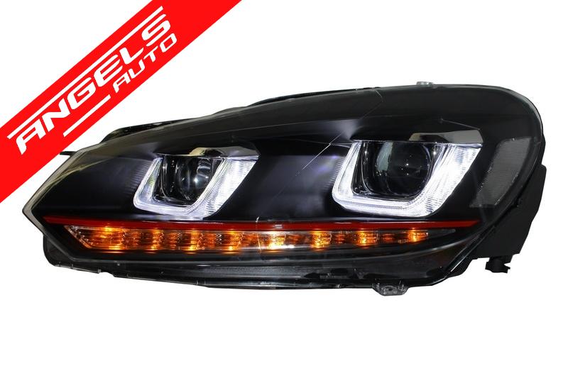 Faruri compatibile cu Golf 6 LED 2008-up compatibile cu Golf 7 U Design GTI semnal LED dinamic - imagine 7