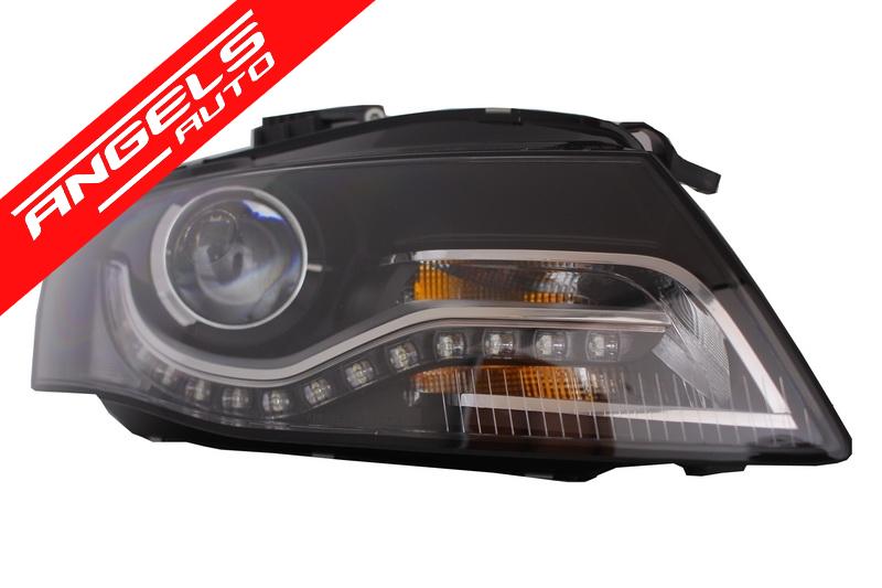 Faruri compatibile cu Audi A4 B8 cu Lupa Bifazica si Lumini de zi LED (2008-2011) - imagine 3