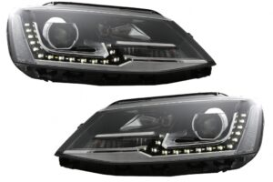 Faruri LED DRL compatibile cu VW Jetta Mk6 VI (2011-2017) GTI Bi-Xenon OE Design