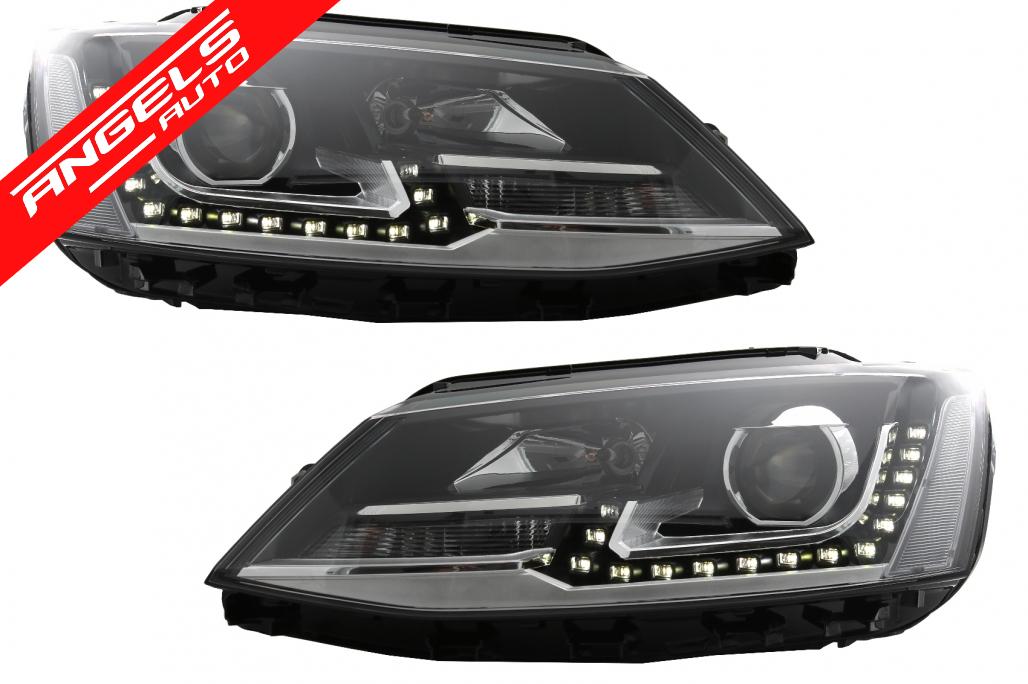 Faruri LED DRL compatibile cu VW Jetta Mk6 VI (2011-2017) GTI Bi-Xenon OE Design
