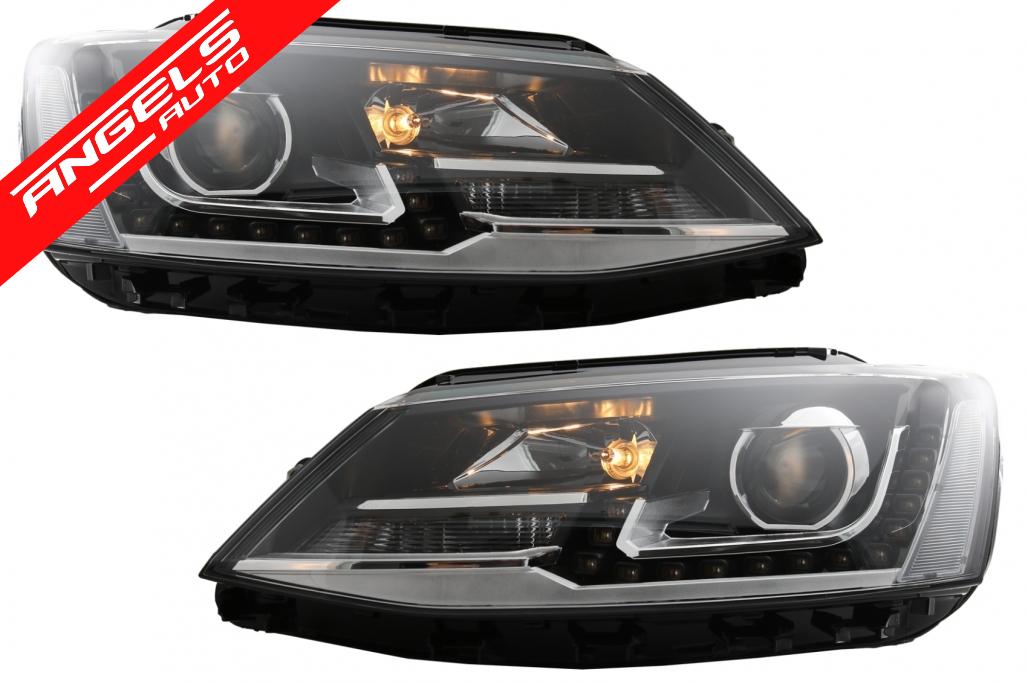 Faruri LED DRL compatibile cu VW Jetta Mk6 VI (2011-2017) GTI Bi-Xenon OE Design - imagine 3