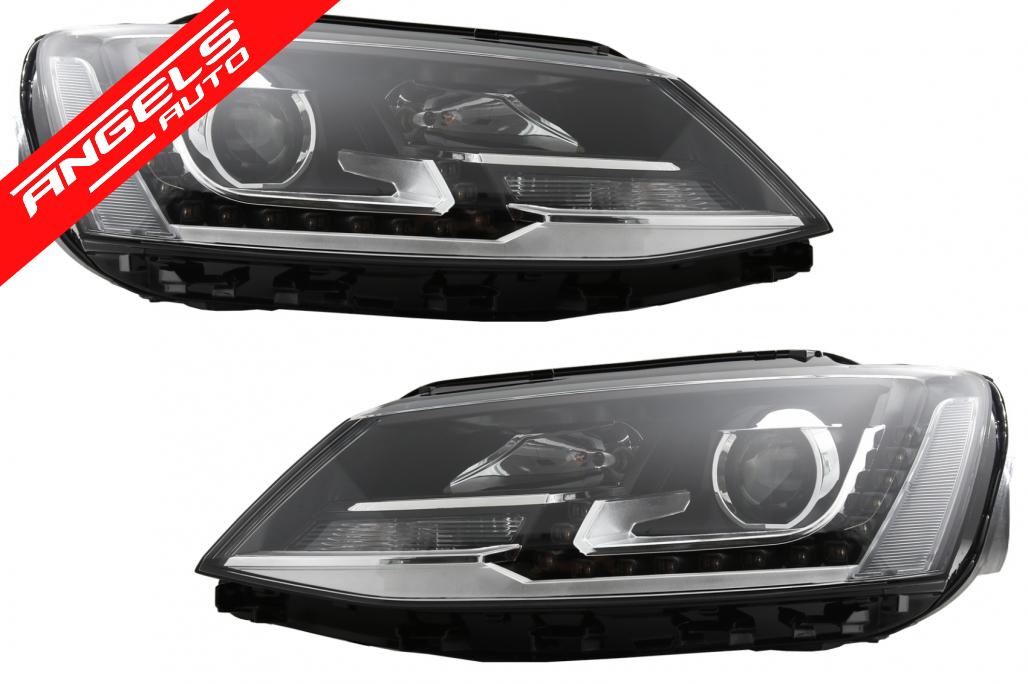 Faruri LED DRL compatibile cu VW Jetta Mk6 VI (2011-2017) GTI Bi-Xenon OE Design - imagine 5