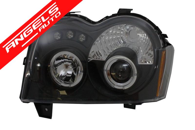 Faruri compatibile cu Jeep Grand Cherokee WH (2005-2008) Angel Eyes Negru - imagine 3