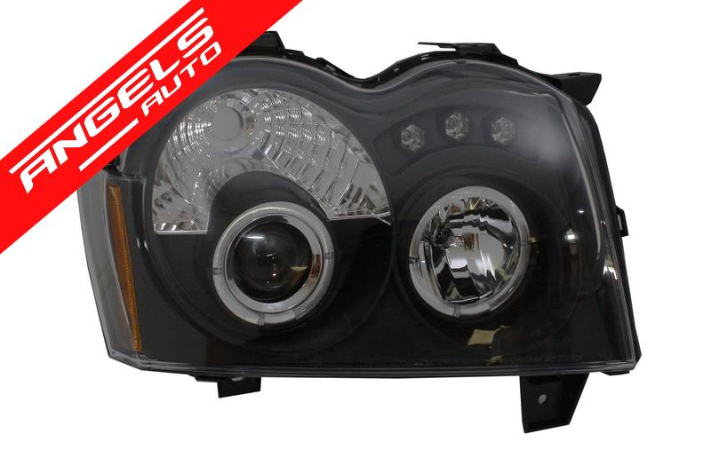 Faruri compatibile cu Jeep Grand Cherokee WH (2005-2008) Angel Eyes Negru - imagine 4