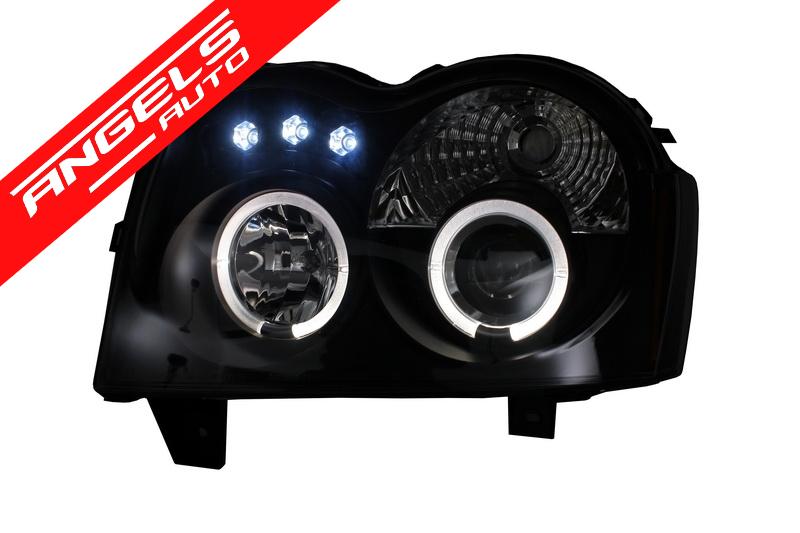 Faruri compatibile cu Jeep Grand Cherokee WH (2005-2008) Angel Eyes Negru - imagine 5