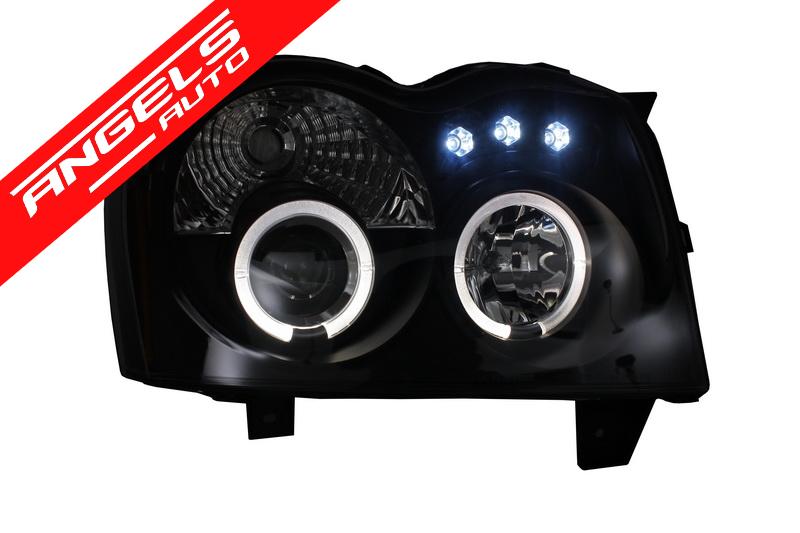 Faruri compatibile cu Jeep Grand Cherokee WH (2005-2008) Angel Eyes Negru - imagine 6