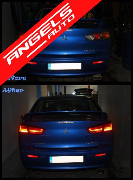 Stopuri compatibile cu Mitsubishi Lancer 2008+ Full Led Light Bar Semnal Dinamic - imagine 8