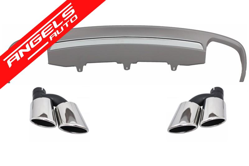 Difuzor Bara Spate compatibil cu Audi A6 C7 4G (2012-2015) S6 cu Ornamente Evacuare