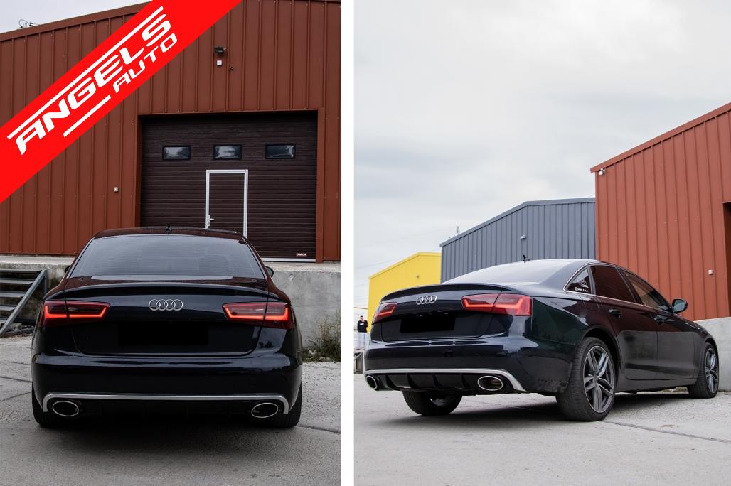 Difuzor Bara Spate si Ornamente Evacuare compatibil cu Audi A6 C7 4G (2010-2014) RS6 Look - imagine 9