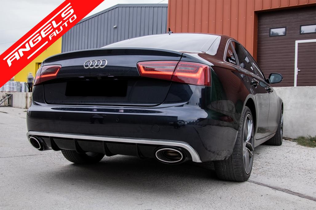 Difuzor Bara Spate si Ornamente Evacuare compatibil cu Audi A6 C7 4G (2010-2014) RS6 Look - imagine 8