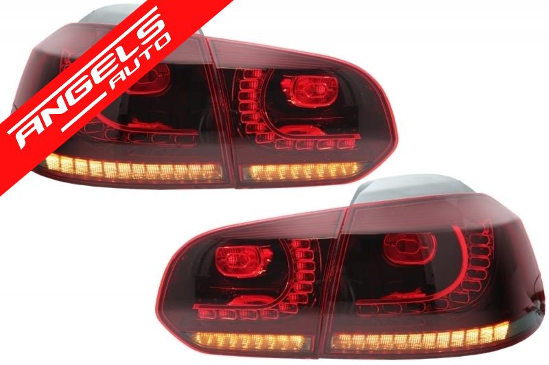Stopuri LED compatibile cu VW Golf 6 (2008-2013) R20 Design Rosu Fumuriu