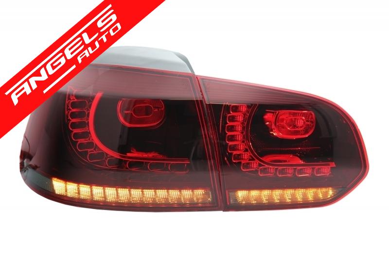Stopuri LED compatibile cu VW Golf 6 (2008-2013) R20 Design Rosu Fumuriu - imagine 2