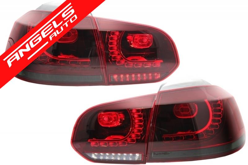Stopuri LED compatibile cu VW Golf 6 (2008-2013) R20 Design Rosu Fumuriu - imagine 6