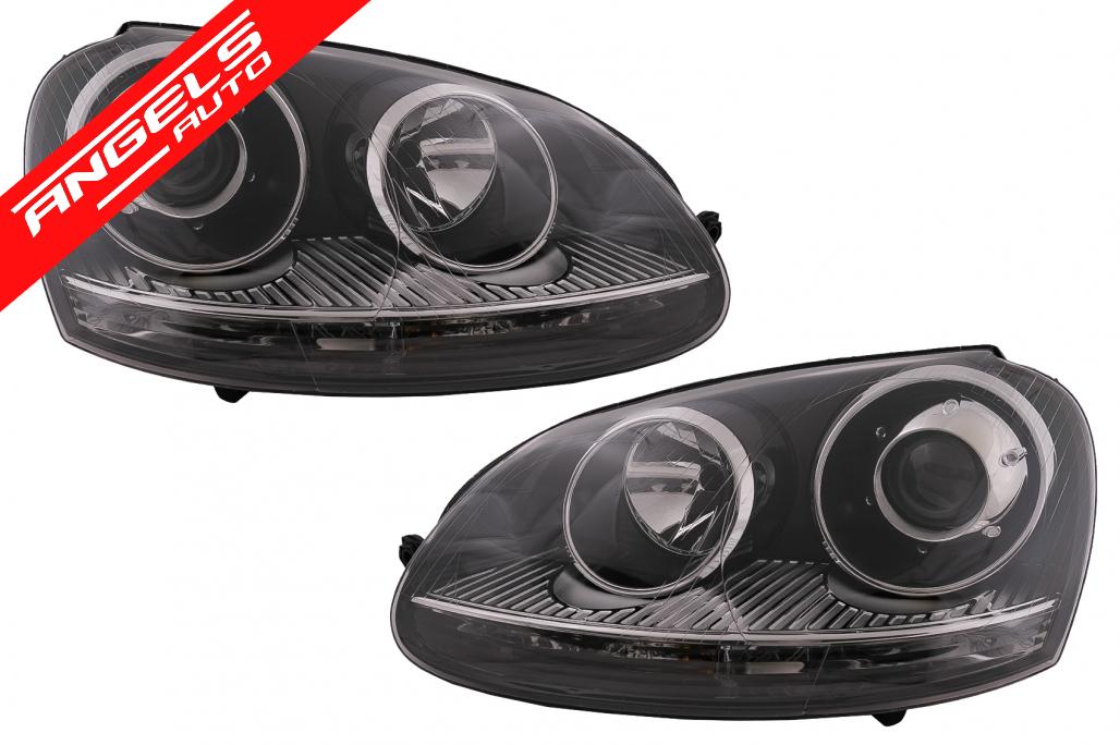 Faruri compatibile cu VW Golf 5 cu Lupe (2003-2007) GTI R32 Design Crom