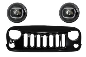 Faruri si Grila compatibile cu Jeep Wrangler / Rubicon JK (2007-2017) Angry Bird Design Negru
