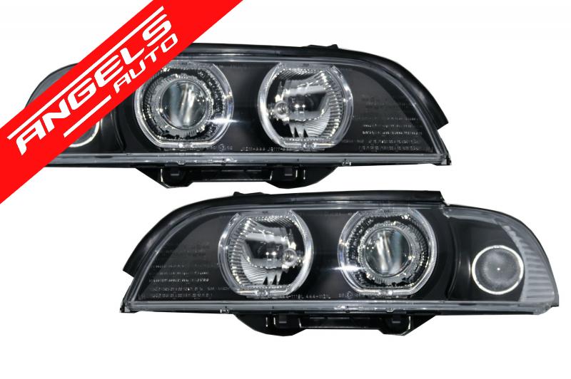 Faruri compatibile cu BMW 5 Series E39 (1995-2000) Angel Eyes Negru DEPO