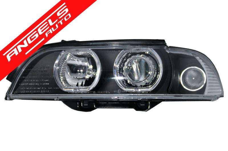 Faruri compatibile cu BMW 5 Series E39 (1995-2000) Angel Eyes Negru DEPO - imagine 3