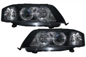 Faruri compatibile cu Audi A6 4B (1999-2004) Angel Eye Negru