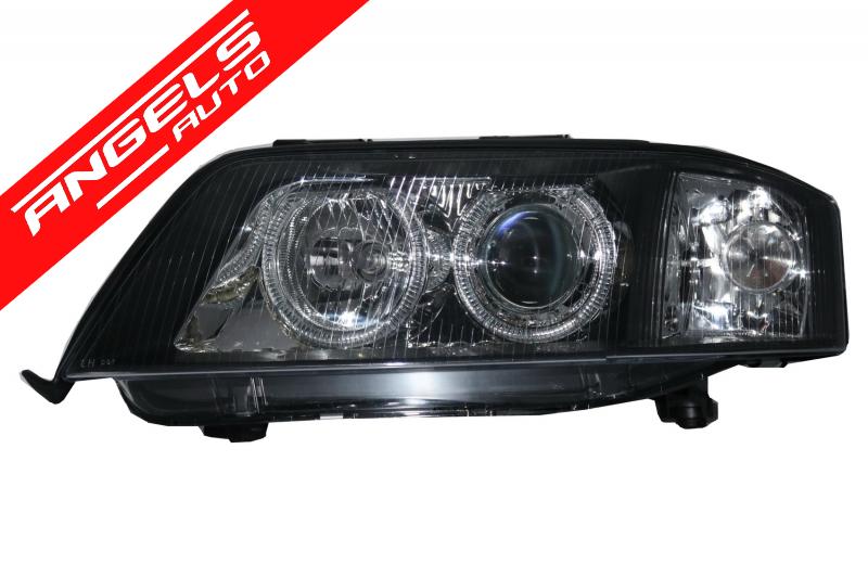 Faruri compatibile cu Audi A6 4B (1999-2004) Angel Eye Negru - imagine 3