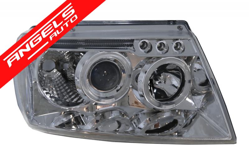 Faruri compatibile cu Jeep Grand Cherokee (1999-up) Angel Eyes Crom - imagine 2