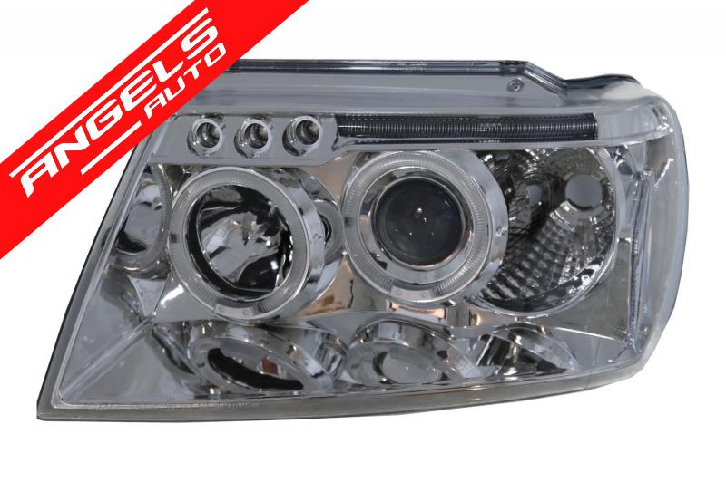 Faruri compatibile cu Jeep Grand Cherokee (1999-up) Angel Eyes Crom - imagine 3
