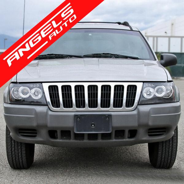 Faruri compatibile cu Jeep Grand Cherokee (1999-2004) Angel Eyes Negru - imagine 5