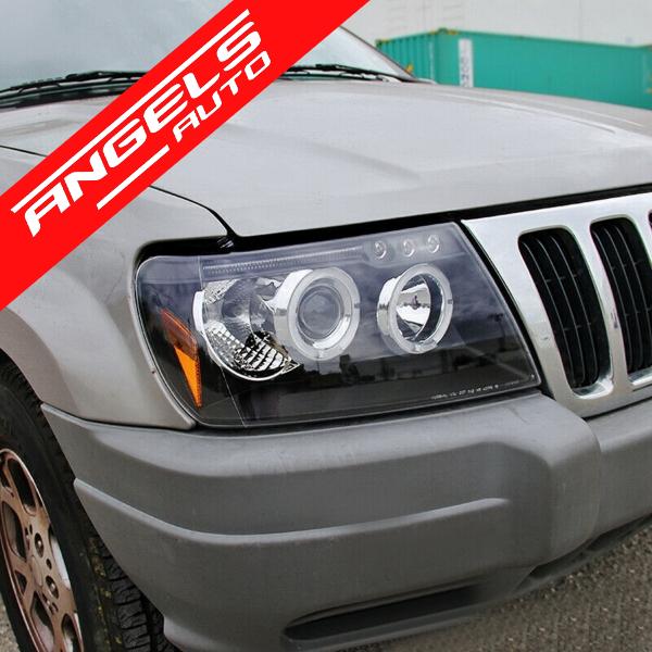 Faruri compatibile cu Jeep Grand Cherokee (1999-2004) Angel Eyes Negru - imagine 6